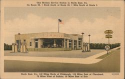 J.R. Bull Modern Super Service Station, North East, PA Postcard