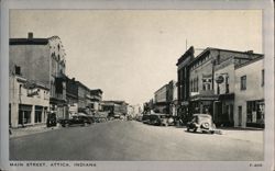 Main Street, Attica, Indiana Postcard