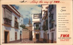 Seville Spain - Houses with grilled doorways and balconies Postcard