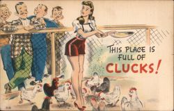 This Place Is Full Of Clucks - Cartoon Chickens Postcard