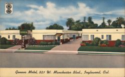 Geneva Motel, 321 W. Manchester Blvd., Inglewood, CA Postcard