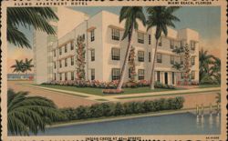 Alamo Apartment Hotel, Indian Creek at 42nd Street, Miami Beach Postcard