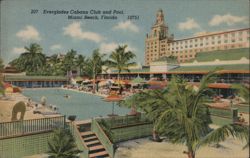 Everglades Cabana Club and Pool, Miami Beach, Florida Postcard