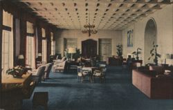 Lounge, Del Monte Lodge, Pebble Beach, CA Postcard