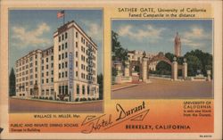 Hotel Durant, Berkeley, CA - Sather Gate, University of California Postcard