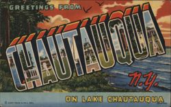 Greetings from Chautauqua, N.Y. on Lake Chautauqua Postcard