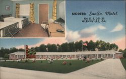 Modern SanSu Motel, Glennville GA - Room Interior View Postcard