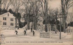 Fun on the Campus in Winter, Bridgton Academy Postcard