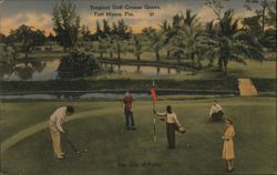 Tropical Golf Course Green, Fort Myers, Florida Postcard