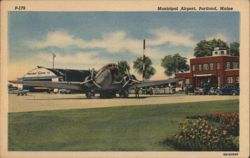 Municipal Airport, Portland, ME - Northeast Aviation Co. DC-3 Postcard