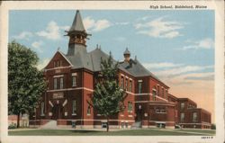 High School, Biddeford, Maine Postcard