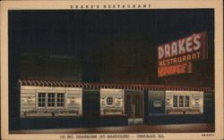 Drake's Restaurant at Night, Chicago, IL Postcard