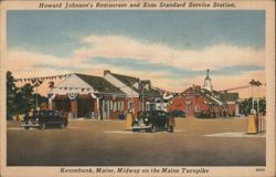 Howard Johnson's Restaurant and Esso Standard Service Station, Kennebunk, ME Postcard