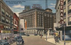 Monroe Avenue Looking West, Grand Rapids, MI Postcard