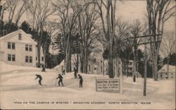 Fun on the Campus in Winter, Bridgton Academy Postcard