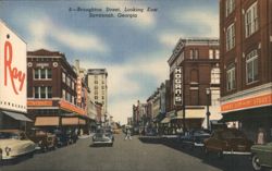 Broughton Street, Looking East, Savannah, GA Postcard