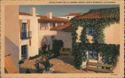 Patio, Paseo De La Guerra Shops, Santa Barbara, California Postcard