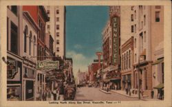 Looking North Along Gay Street, Knoxville Postcard