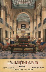 The Midland Hotel Lobby, Chicago, Illinois Postcard