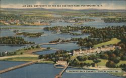 Air View, Wentworth by the Sea and Navy Yard, Portsmouth, NH - Back Channel Postcard