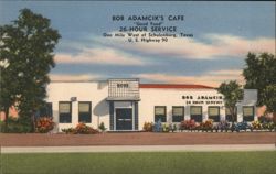 Bob Adamcik's Cafe, Schulenburg, TX - 26-Hour Service Postcard