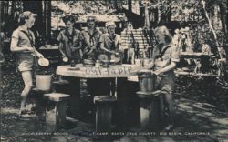 Girl Scouts Doing Dishes at Huckleberry Woods Camp Postcard