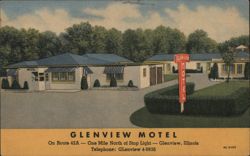 Glenview Motel on Route 42A, Glenview, Illinois Postcard