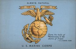 U.S. Marine Corps Emblem, Always Faithful Semper Fidelis Postcard