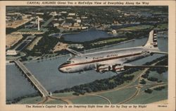 Capital Airlines DC-4 over Washington, D.C. Postcard