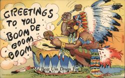 Greetings to You - Native American Indian Playing Drum Postcard