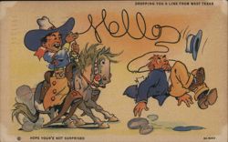 Cowboy Lassoing Man, Dropping You A Line From West Texas Postcard