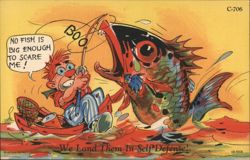 Big Fish, Little Fisherman, We Land Them In Self Defense Postcard