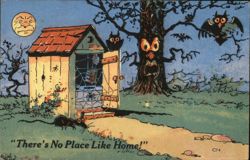 There's No Place Like Home (Outhouse, Owls, Spooky Tree) Postcard