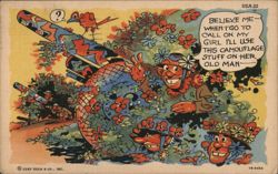 Camouflage Humor,  WWII Military Comic Postcard Postcard