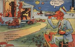 Greetings from Hayward, Wisconsin - Man with Binoculars Postcard