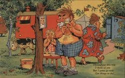 Camping Family Shaving Postcard