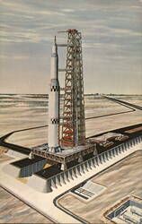 Artist's Concept of NASA's 330-foot Advanced Saturn Launch Vehicle Postcard