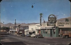 Main Street, Victorville CA - Green Spot Motel & Cafe Postcard