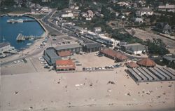 Watch Hill, RI Beach, Yacht Club, Docks, Business District and Summer Cottages Postcard