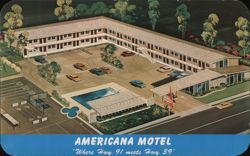 Americana Motel, Where Hwy. 91 meets Hwy. 39 Postcard