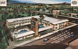 Glen Capri Motel, Glendale CA - Aerial View Postcard