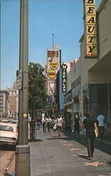 Hollywood Boulevard at Hudson Avenue, Looking East toward Vine Street Postcard