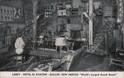 Lobby - Hotel El Rancho, Gallup, New Mexico Postcard