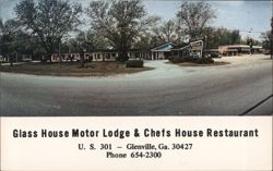 Glass House Motor Lodge & Chefs House Restaurant, Glennville GA Postcard