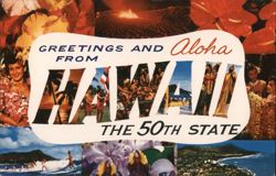 Greetings and Aloha from Hawaii, the 50th State Postcard