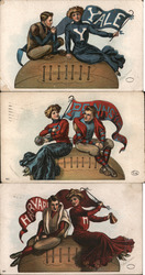 Yale, Penn, and Harvard College Students on Footballs Postcard