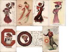 Set of 7 University of Chicago College Girls Postcard