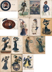 Set of 15 Yale University Girls Postcard