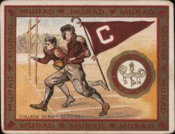 Colgate University Football Player Running with Pennant Cigarette Card