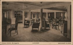 Cunard R.M.S. Berengaria Second Class Lounge Postcard